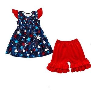 Boutique Harmony Bee sz 5XL 10 Americana 4th of July Shorts Tunic Set Red